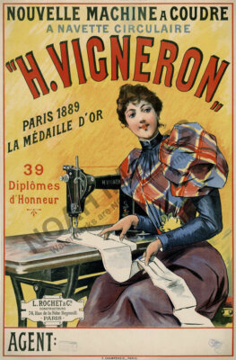 Vigneron vintage sewing machine ad 12x18