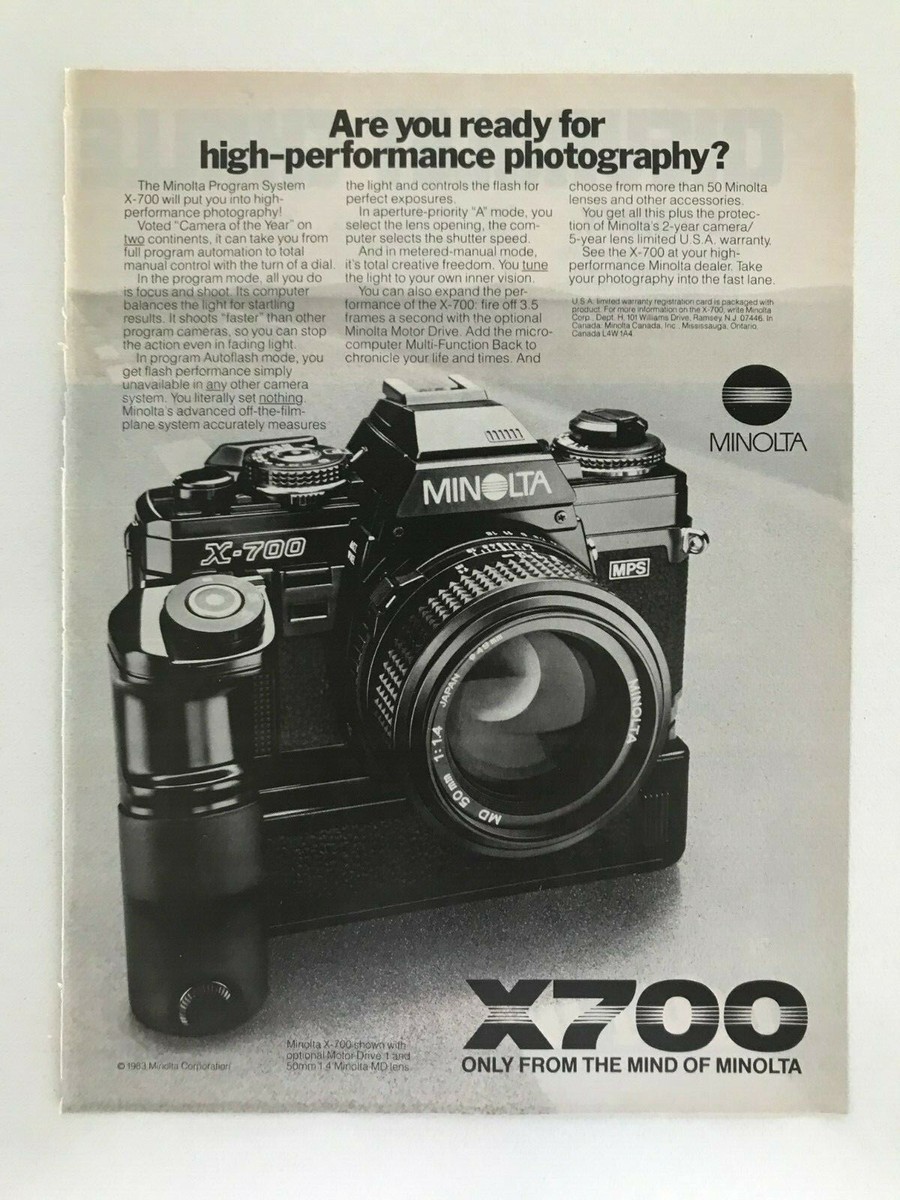 Minolta X700 Only From The World Of Minolta Vintage 1983 Print Ad