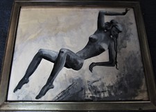 Liegender weiblicher Akt, unleserlich signiert, Gouache, um 1970/80
