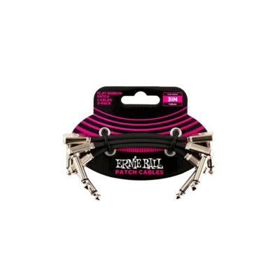 Ernie Ball 3'' Flat Ribbon Patch Cable 3-Pack - P06220