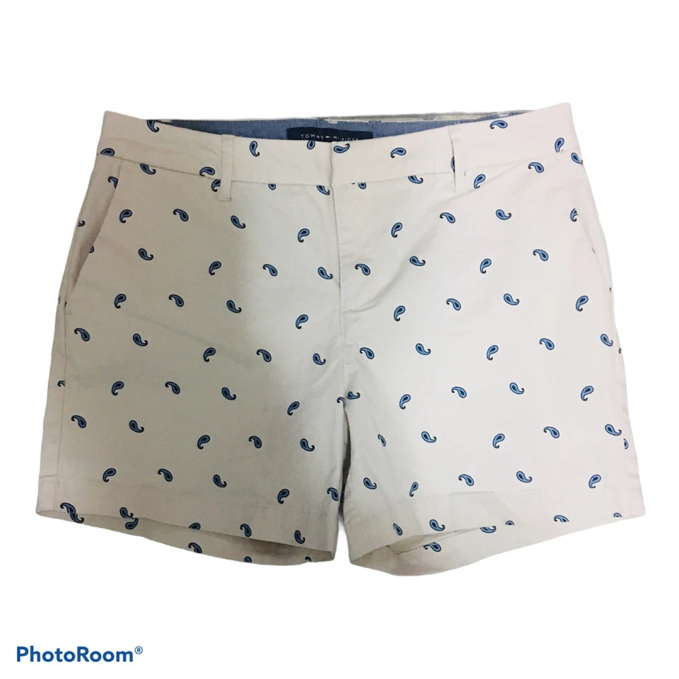 Pantalones Cortos Tommy Hilfiger Mujer Azul Marfil Paisley Talla 6 Foto 3 de 4