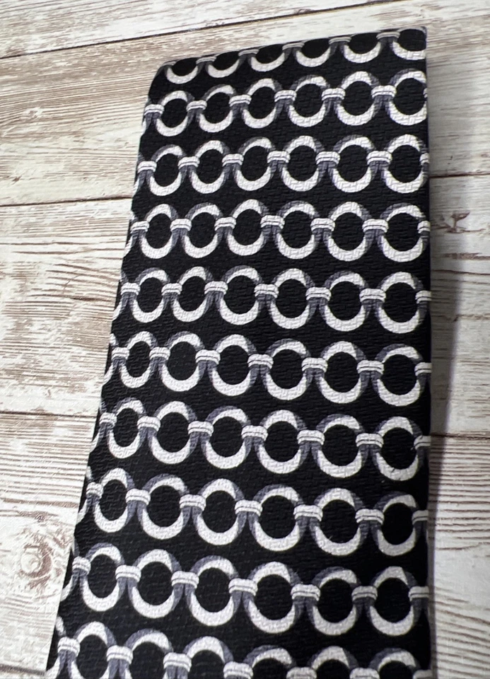 Corbata de diseñador CARLOS DEVENEZIA 100 % seda XL geométrica plateada/negra usada en excelente estado Foto 3 de 4