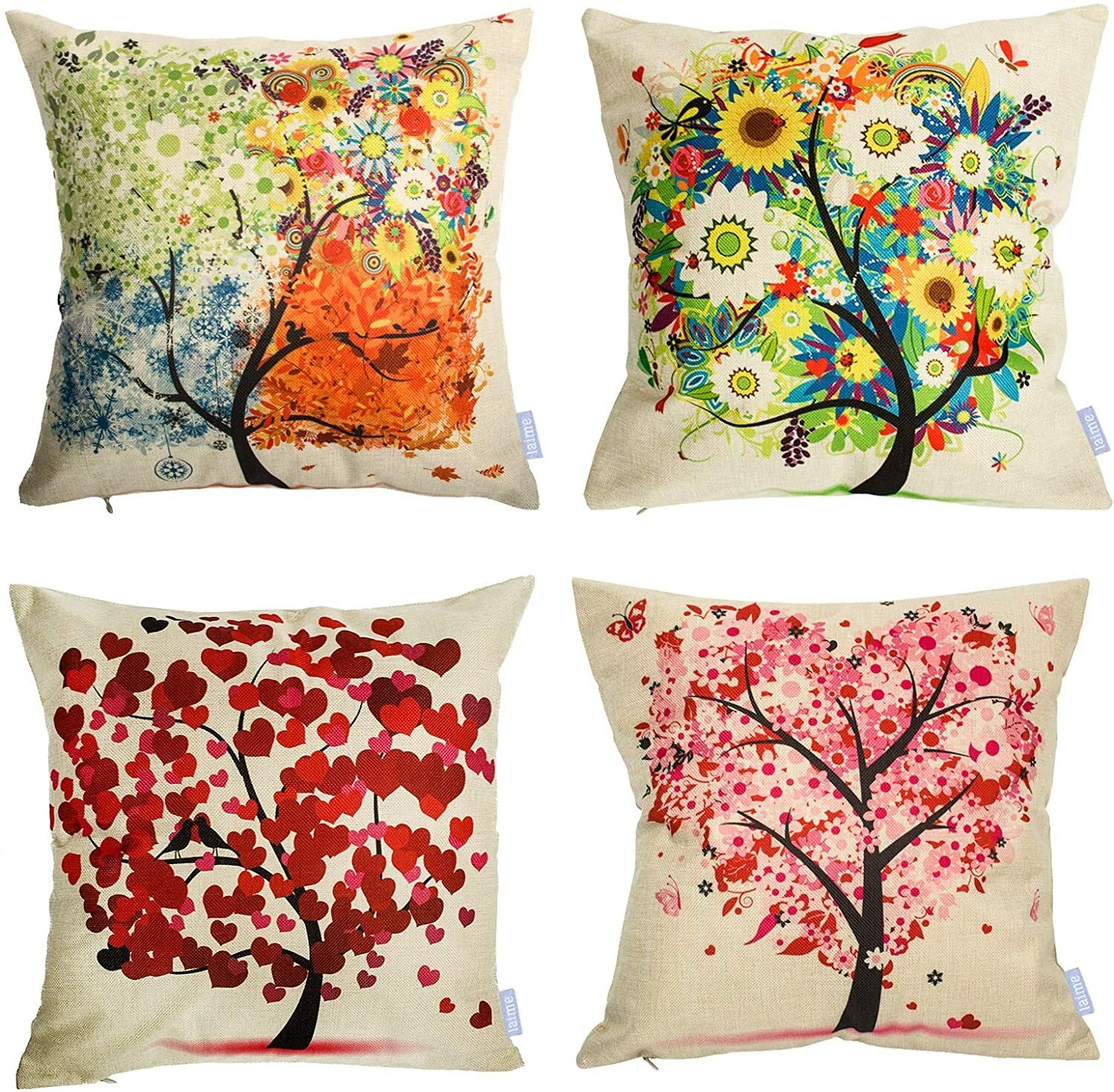 LAIME UNDER THE TREE THROW PILLOW COVERS PILLOW CASES 18X18 4 PIECE NEW
