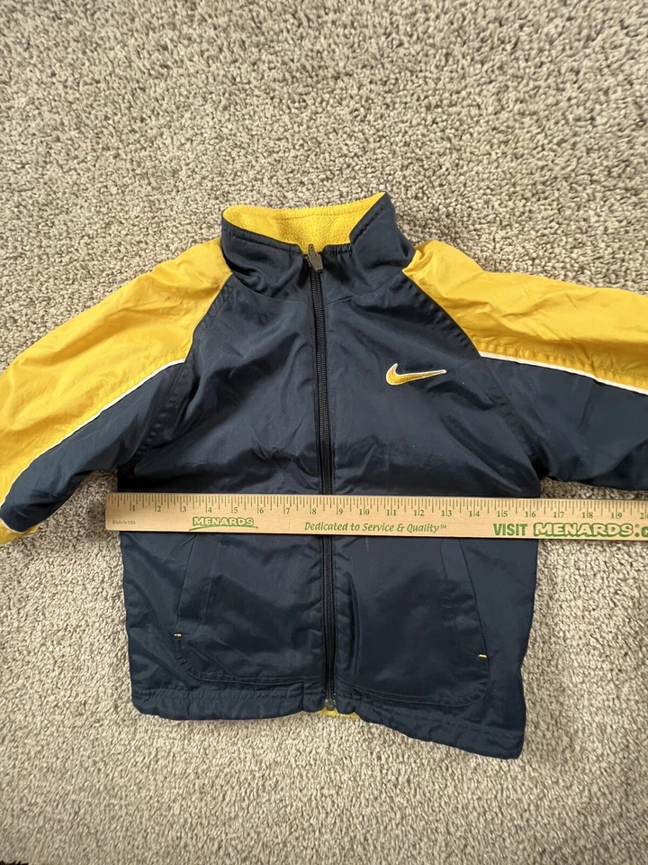 Chaqueta reversible vintage Nike cremallera completa azul amarillo niños sudadera 3T Foto 4 de 4