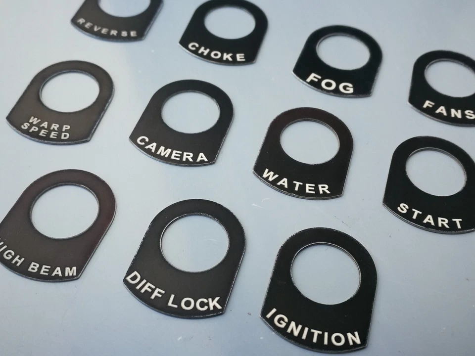 CUSTOM ENGRAVED TOGGLE SWITCH TAGS FITS LAND ROVER, CLASSIC RACE AND  KIT CAR - image 3 of 3