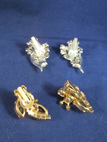 Rhinestone Clasp Earring Brooch Stick Pin Sterling Cora Weiss Jewelry Set Art - Picture 7 of 10