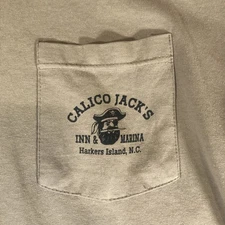 Y2k Calico Jacks Inn And Marina Harkers Island Nc Pocketed Shirt Size Large GUC