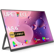 UPERFECT Portable Monitor 15.6-inch 60Hz 1080P w/VESA & Stand 180° Adjustable