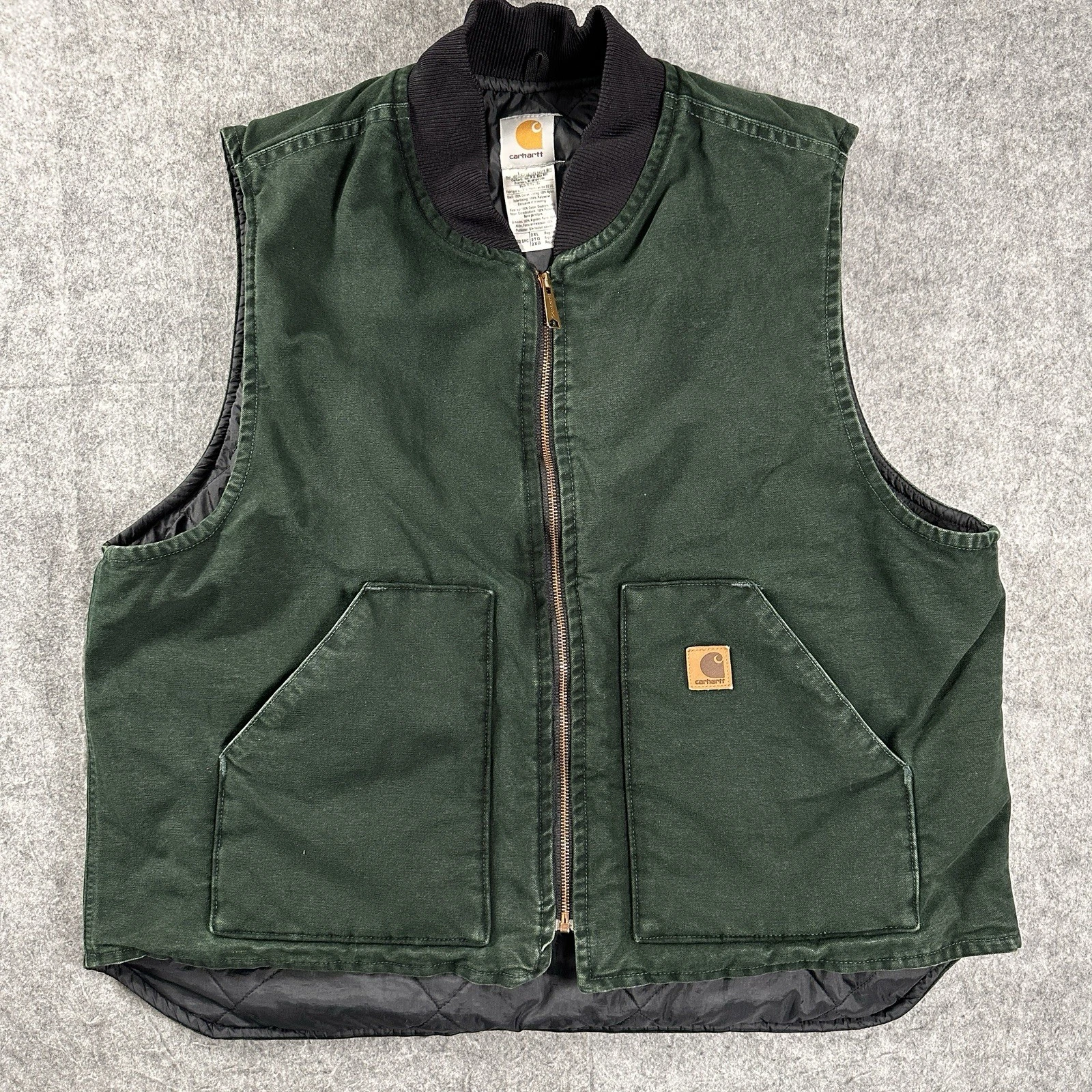 Vintage Carhartt Vest V02 SPC Spruce Dark Green Arctic Quilted Mens Sz 2XL USA
