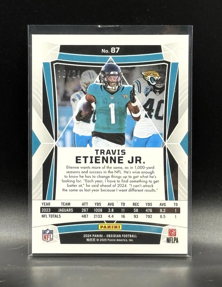 2024 Panini Obsidian Travis Etienne Jr. Orange Mosaic /24 Jacksonville Jaguars - Image 2 of 2