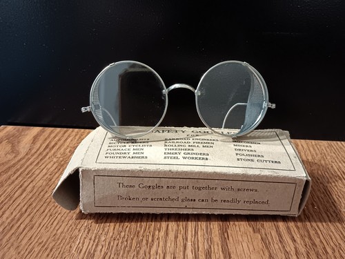 Antique Vintage "Safety Goggles" Made In The USA Spectacles