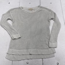 MICHAEL Michael Kors Sweater Tunic Womens Large White Open Knit Crew Pullover