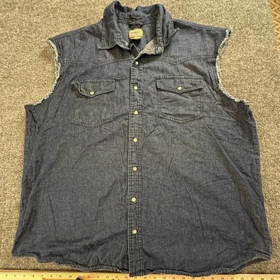 C.E. Schmidt Sleeveless Denim Work Shirt Size 2X Men s Western Style Q-12