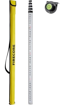 Firecore 16-Foot Aluminum Grade Rod  10ths, 5 Sections Telescopic w Bubble Level