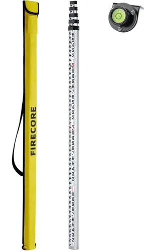 Firecore 16-Foot Aluminum Grade Rod  10ths, 5 Sections Telescopic w Bubble Level - product listing photo