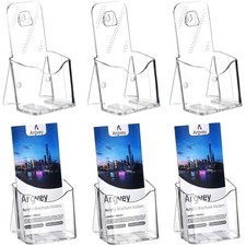 High-Quality Acrylic Brochure Holder 4.3'' x 7.7'' - 6 Pack with Hooks Included