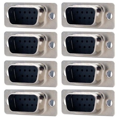 8 Pcs DB9 D-SUB 9-Pin Male Crimp Pin Connector Assembly Solder Type Cup Socket