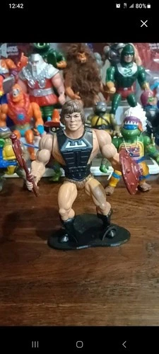 Vintage 80s MOTU He-Man Wonder Bread  Custom With Stand And Weapons As Pictured.