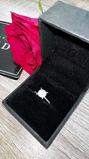 14ct White Gold Solitaire Engagement Ring Round White Cubic Zirconia T 1/2