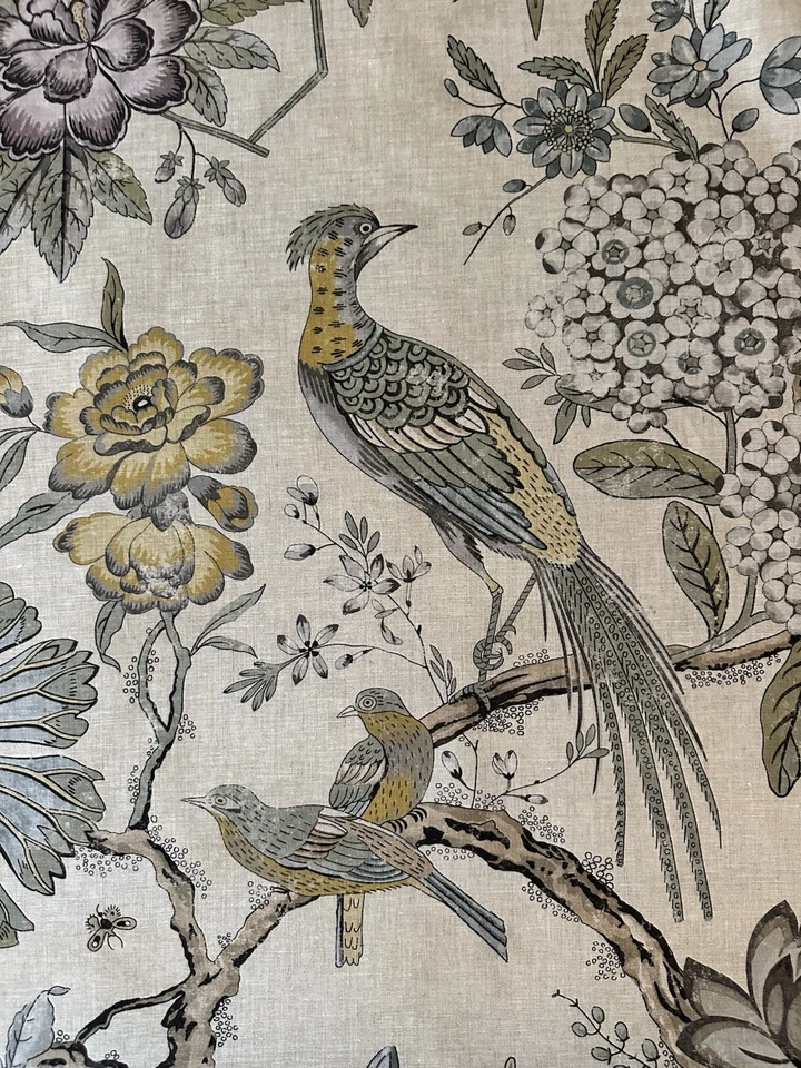 Anna французский Villeneuve желтый и серый ткани 5 ярдов льна - Изображение 3 из 4