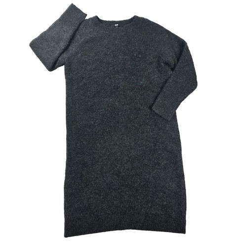 Uniqlo, UNIQLO Boucle Knit Wool Alpaca Blend Sweater Dress Dark Gray S Cozy Quiet Luxury