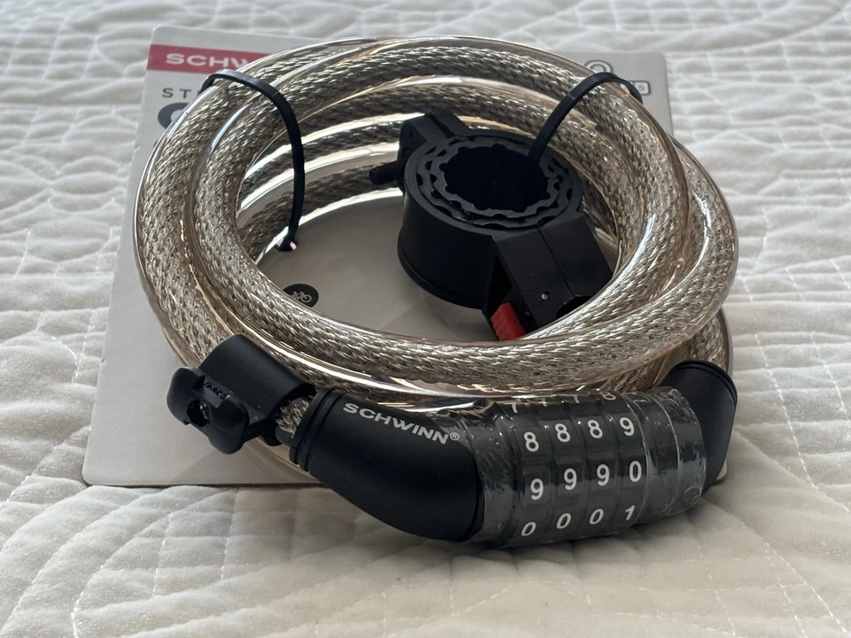 Schwinn Steel Cable Combo Lock - 6’ x 12mm with Seatpost Bracket - NEW - Image 2 of 3