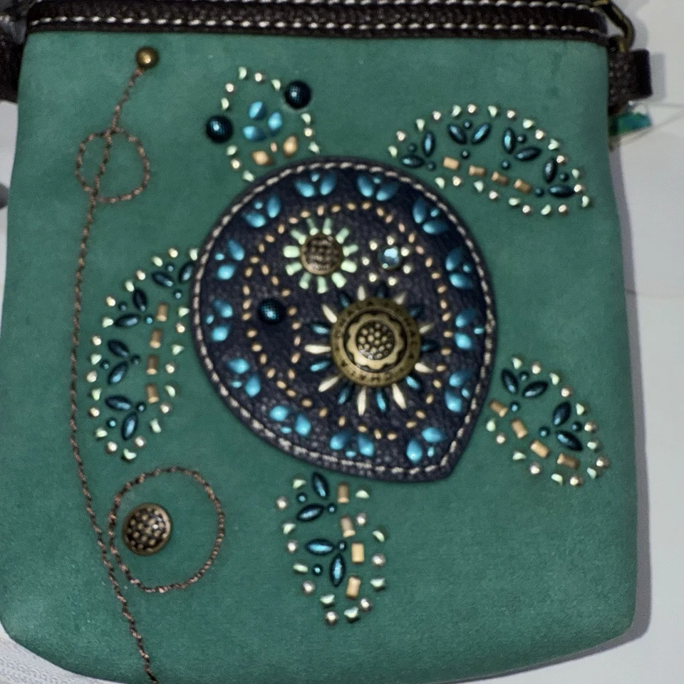 NUEVO CON ETIQUETAS Cartera Bandolera Convertible para Teléfono Celular Chala TORTUGA DESLUMBRADA Azul Turquesa Foto 2 de 4