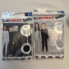 32 Degrees Heat Lot of 2 Kids Long Sleeve Crew Neck  Legging Set Black gray L