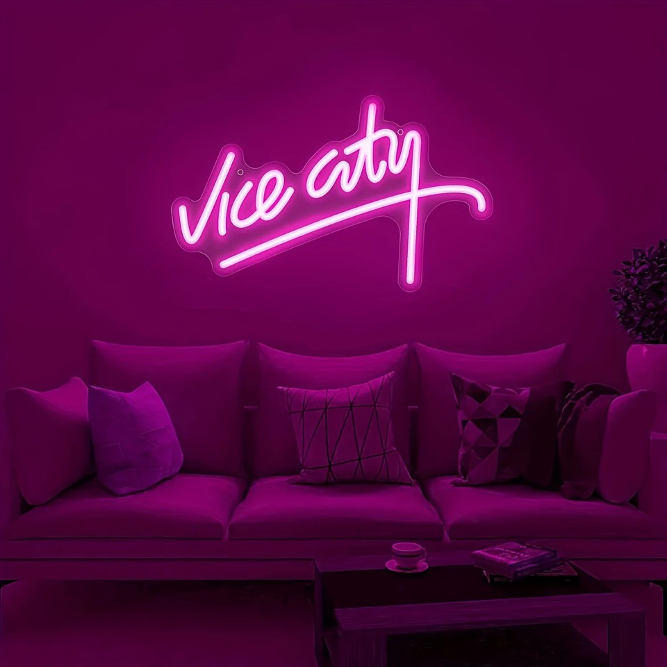 Led Neon Sign Lettering Vice City Neon Sign Handwritten letters for Wall Decor USB LED Neon ...