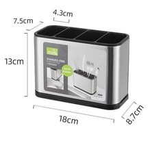 Besteckhalter Edelstahl mit Abtropfloch – Besteckständer Küche Organizer