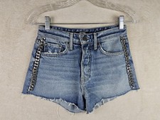 GRLFRND Women's Cindy Chain Side Distressed Denim Shorts Size 24