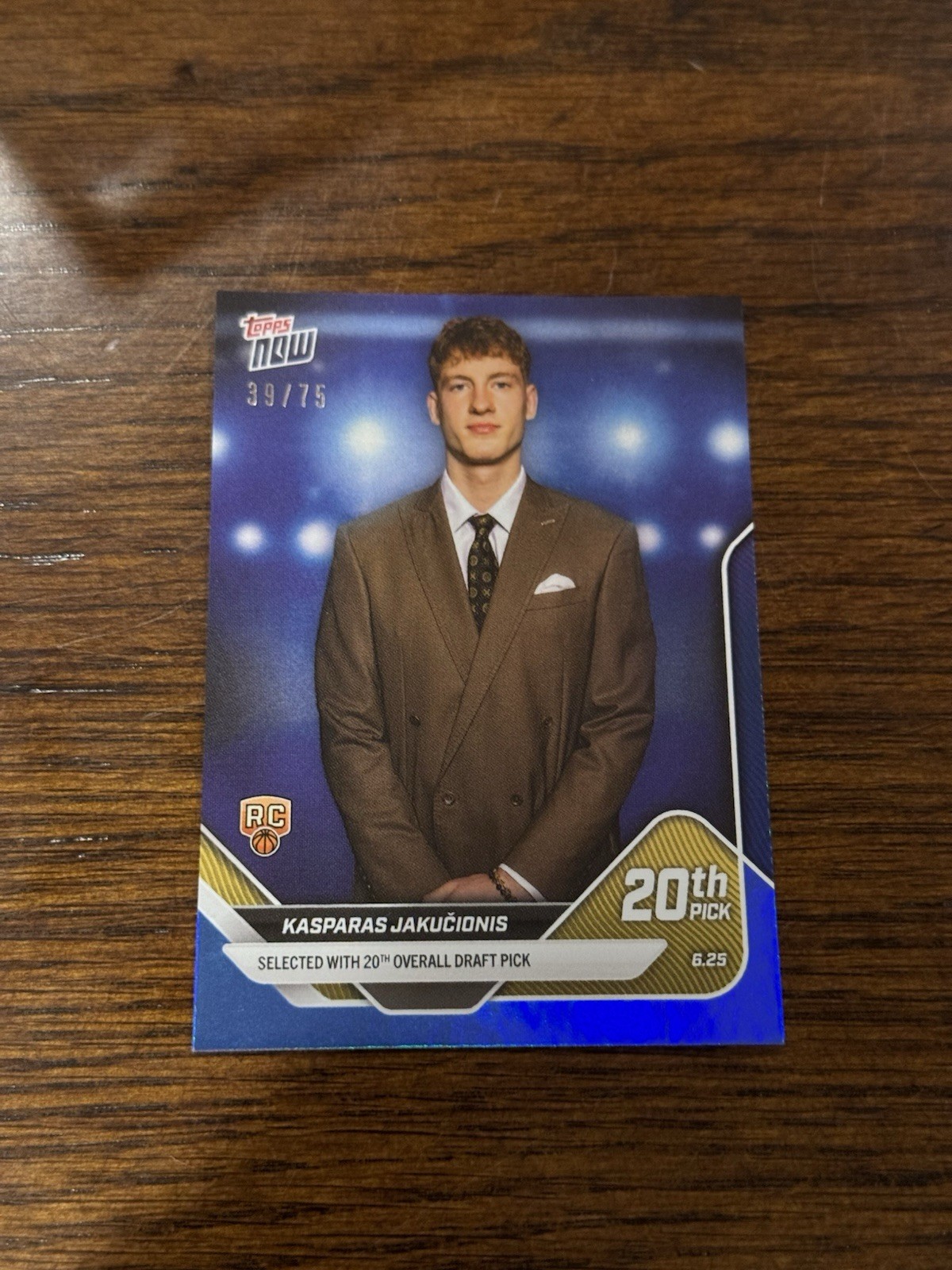 Kasparas Jakucionis RC Heat 2025 Topps NOW Basketball Card D20 Blue Foil /75