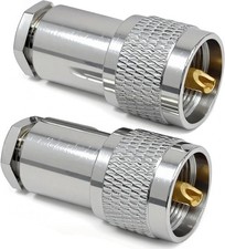 PL-259 Male Clamp Connector,UHF Male Coax Connector for RG8x LM240 Cable(2 pcs)