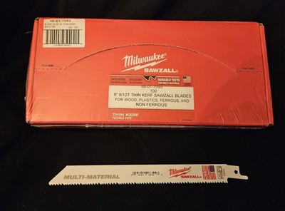 NIB 100 PK Milwaukee 48-01-7093 8'' 8/12TPI ThinKerf SawZall Blade MULTI MATERIAL