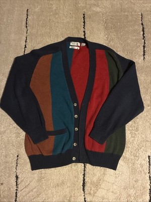 Vintage Brian MacNEIL L Colorblock Hand Loomed Cotton/Ramie Cardigan Sweater