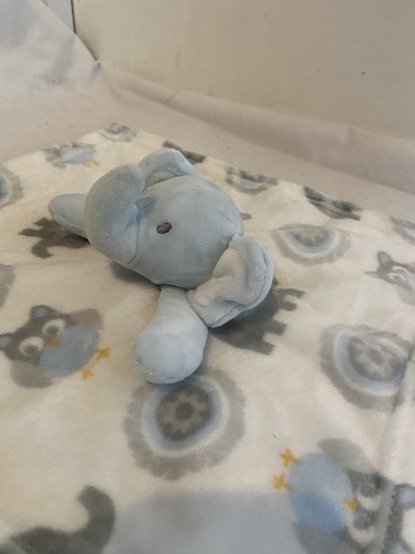 Blankets & Beyond Elephant Fleece Comfort Blankie Doudou Blue White Pattern 34cm - Picture 5 of 10