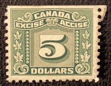 1934 $5 Excise Tax Single - Mint Never Hinged On OG, Natural Top Straight Edge