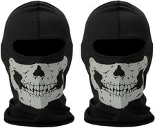 2 Pack Balaclava Black Ghosts Skull Full Face Mask for Men Women Cosplay Party H