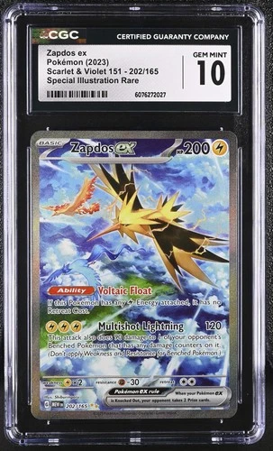 CGC 10 Zapdos ex 202/165 MEW EN-151 Special Illustration Rare Pokemon Card
