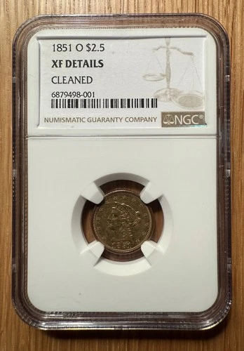 1851-O $2 1/2 Gold Liberty Head Quarter Eagle NGC XF Details
