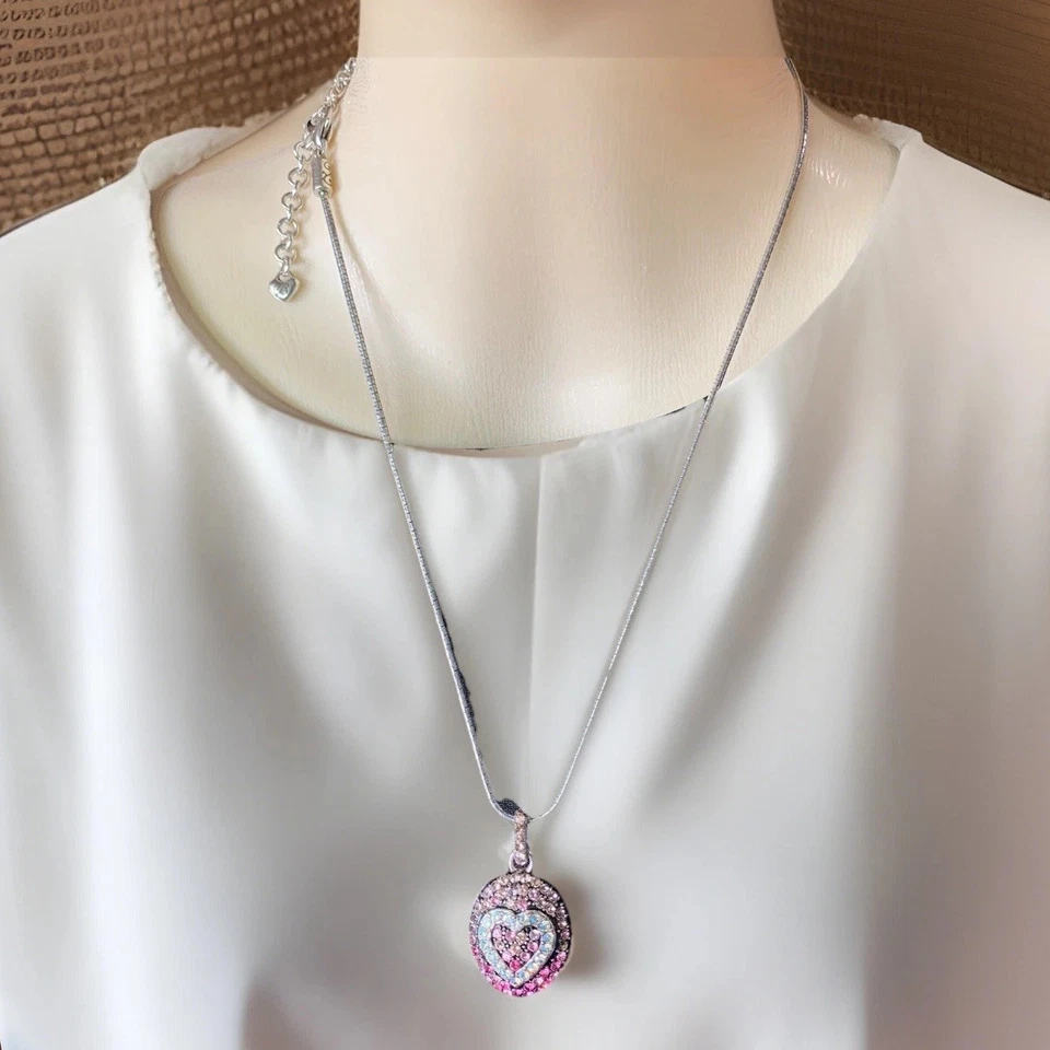 Collar Medallón Inspirador Brighton Trust & Enjoy Corazón Colgante Rosa Foto 2 de 4