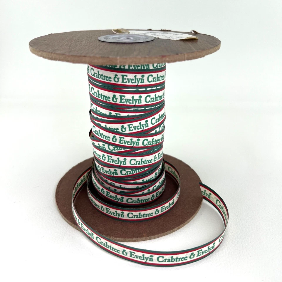 Crabtree & Evelyn Green Red White 1/2" Double Sided Ribbon Large Spool 50++ Feet - Image 4 of 4