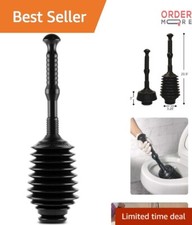 Heavy Duty Plastic Bellows Toilet Plunger for Bathrooms and Kitchen Sinks
