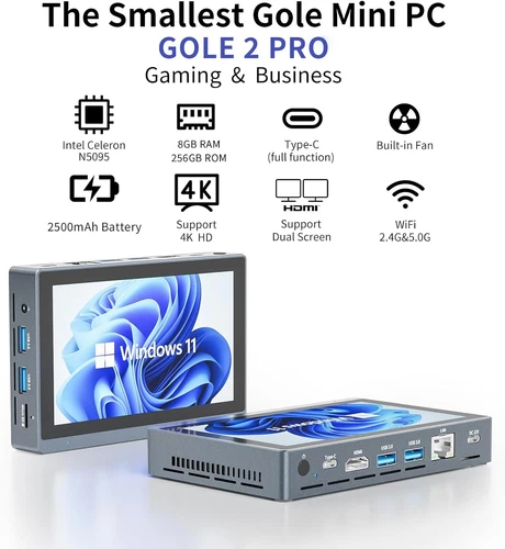 5.5" Touch Screen Mini PC Micro Computer Desktop Tablet 11 Gen N5095 8GB+256GB - Picture 6 of 9