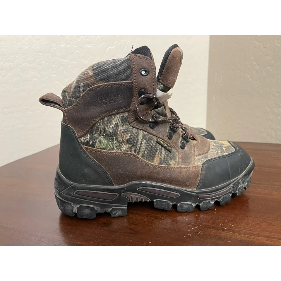 Tecs Unisex Hunting Boots Brown Black Camouflage Leather High Top Lace Up 8.5 W - Image 3 of 4