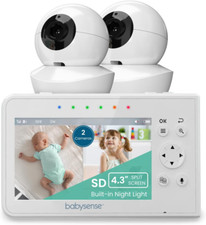 Baby Monitor with 2 Cameras and Audio 4.3", Non Wifi Baby Monitor, Dual Split Sc