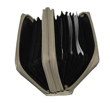 Genuine Leather Credit card holder accordian Wallet Beige New by Leatherboss