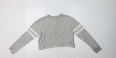 Miss Selfridge Damen grau gestreift Baumwollmischung Sweatshirt Größe 8