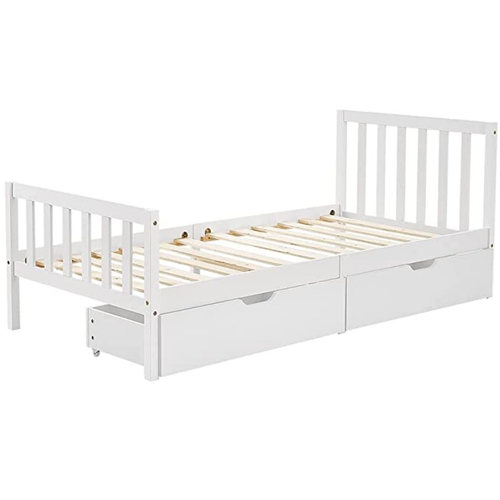 White Solid Wooden Bed Frame Single 4ft Double King Size Bed With Mattress Pine