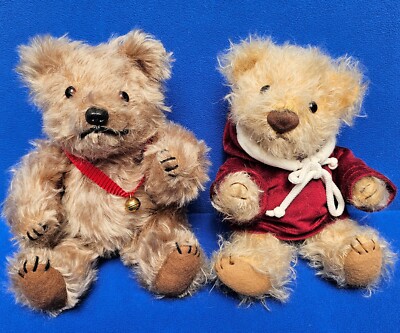 2 X E. VALENTINI MOHAIR TEDDY BÄR KÜNSTLERTEDDY 25 + 22 CM BEAR GEGLIEDERT